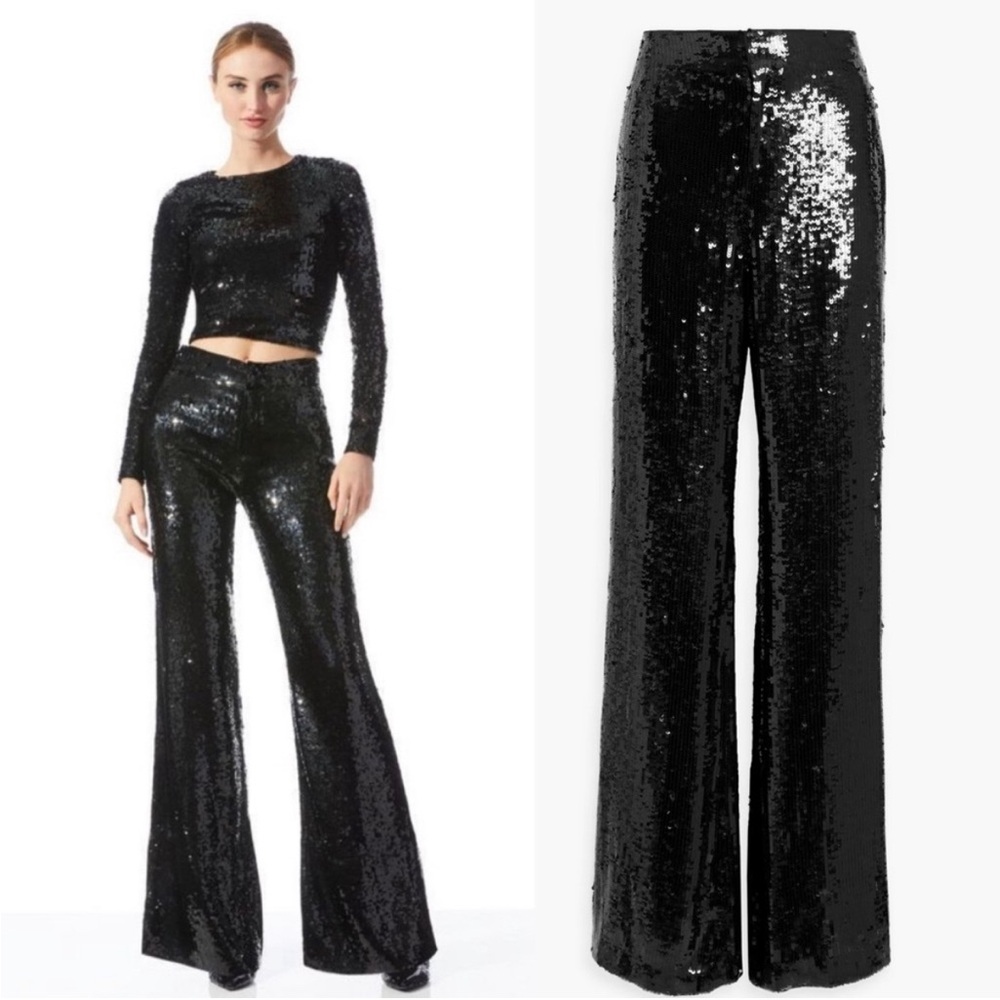 Alice + Olivia Black Sequin Dylan Pants size 6